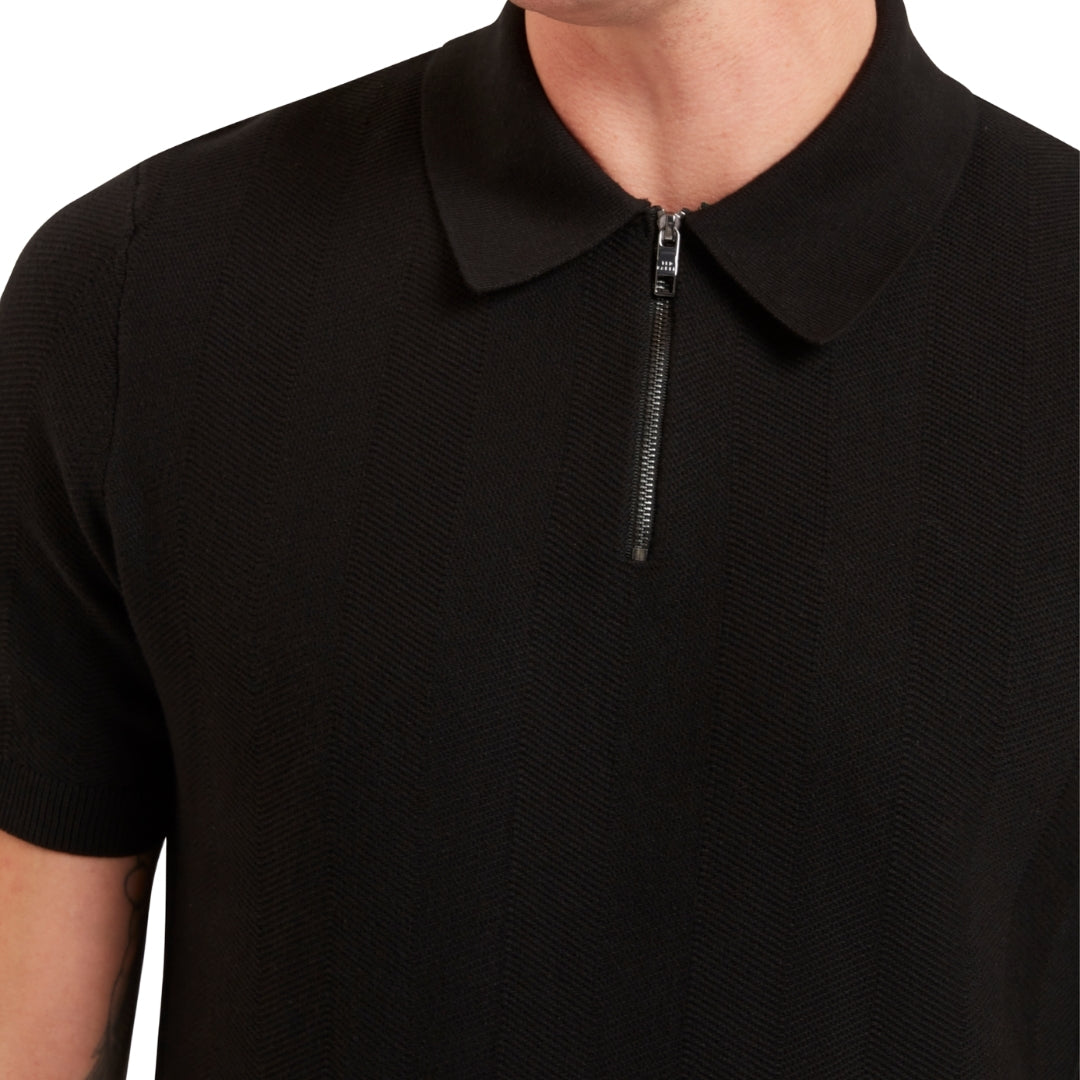 Ted Baker MMK FOURD SS Herringbone Stitch Zip Polo 5