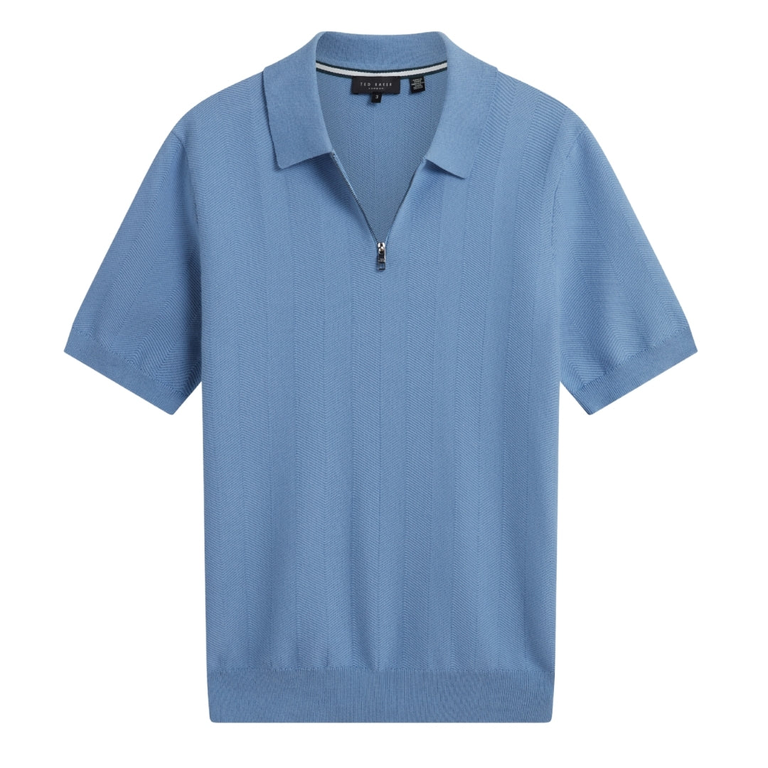 Ted Baker MMK FOURD SS Herringbone Stitch Zip Polo 5