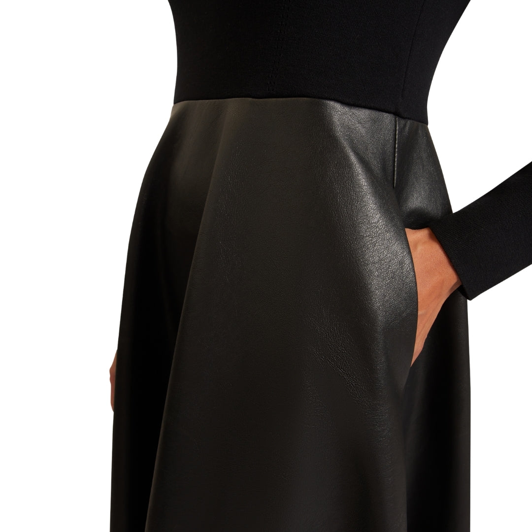 Ted Baker Midi Dress With Faux Leather Skirt