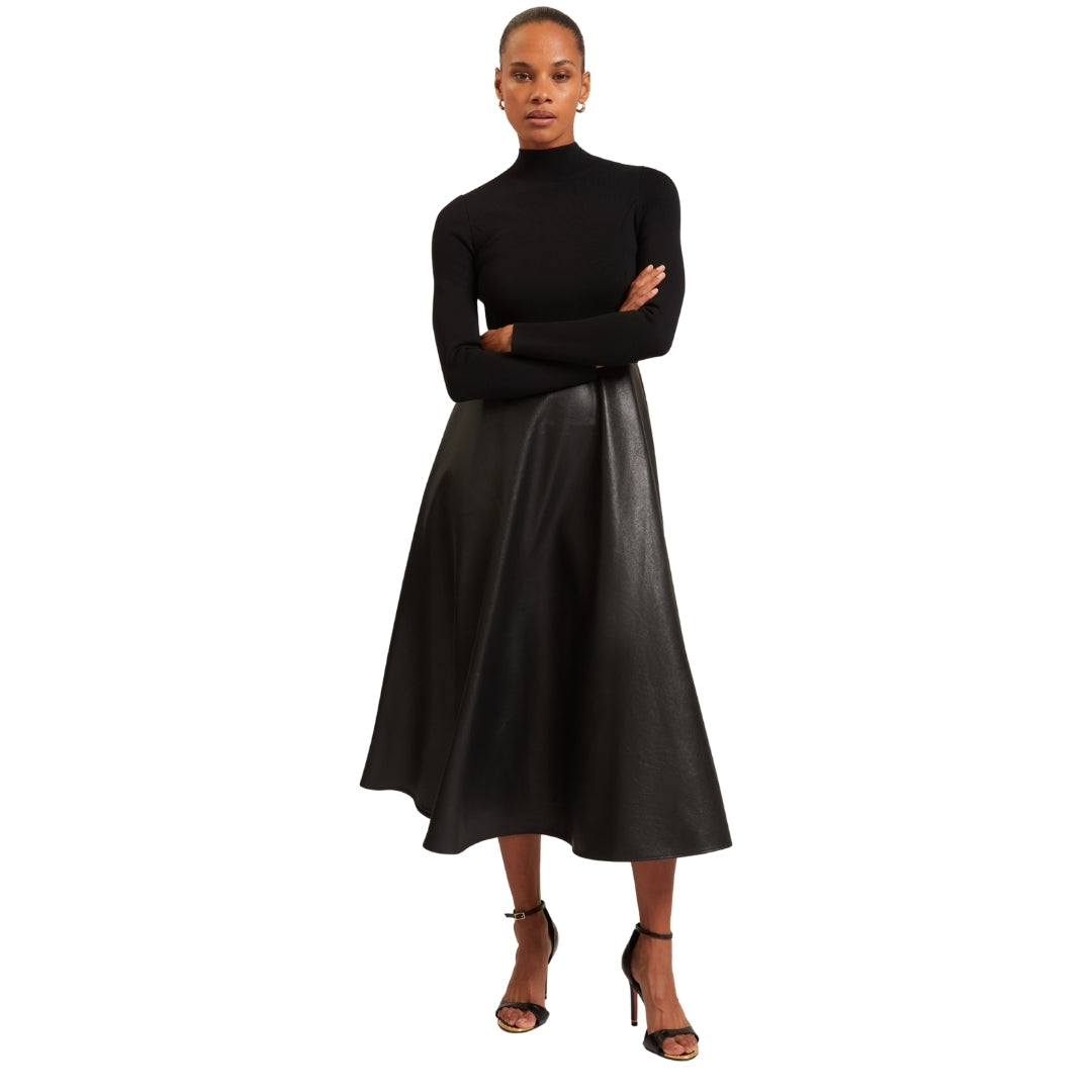 Ted Baker Midi Dress With Faux Leather Skirt