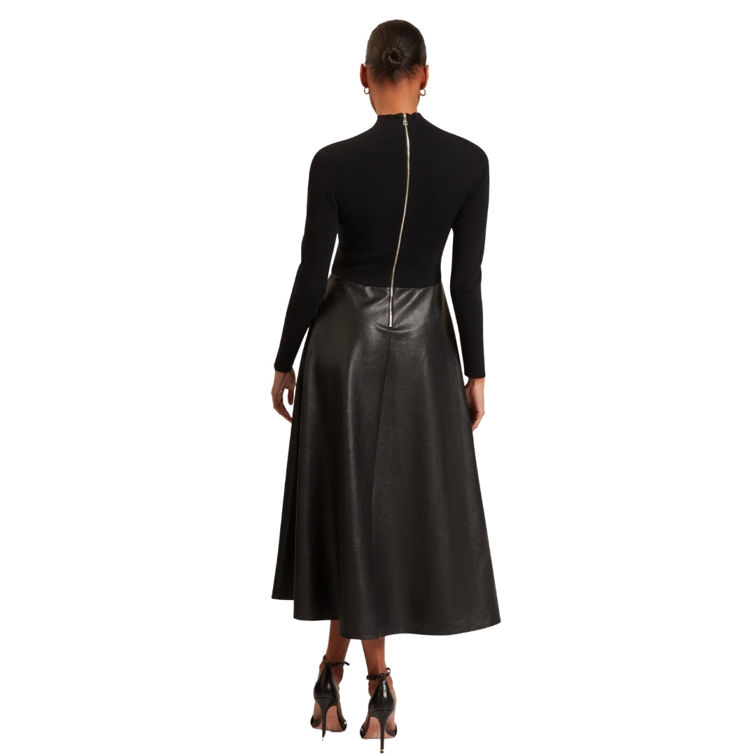 Ted Baker Midi Dress With Faux Leather Skirt