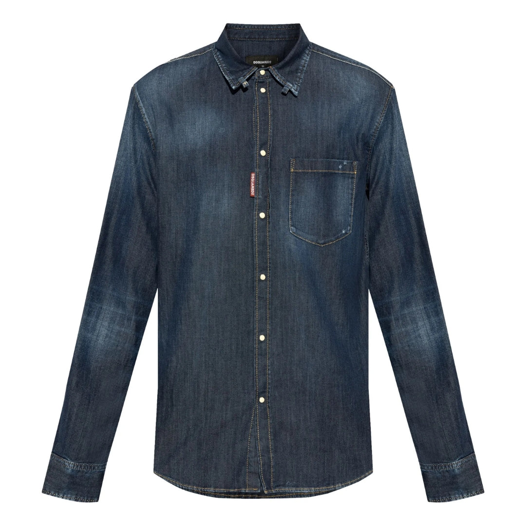 Dsquared2 Dark Wash Tab Shirt Navy Blue W30