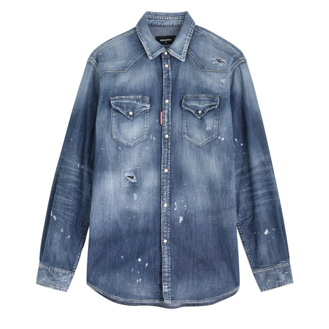 Dsquared2 Cool Guy Western Shirt Navy Blue W34