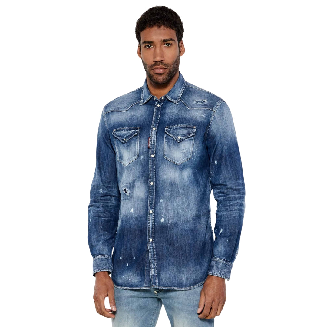 Dsquared2 Cool Guy Western Shirt Navy Blue W34