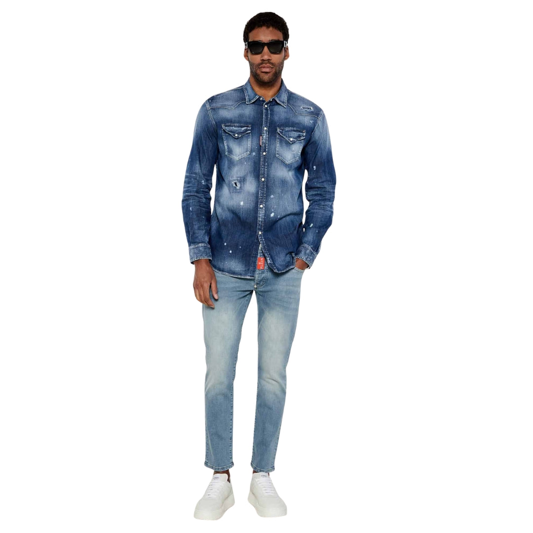 Dsquared2 Cool Guy Western Shirt Navy Blue W34