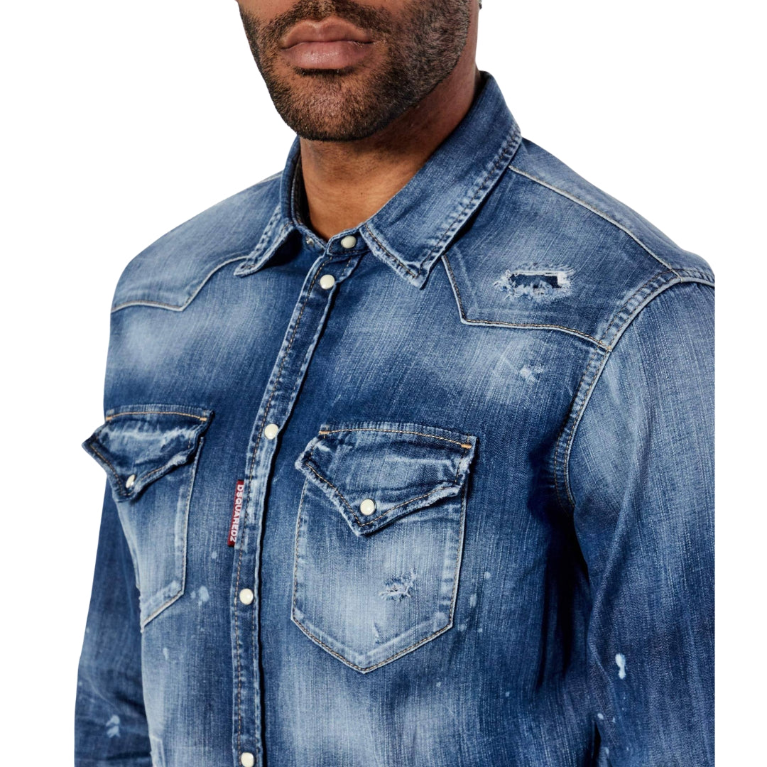 Dsquared2 Cool Guy Western Shirt Navy Blue W34