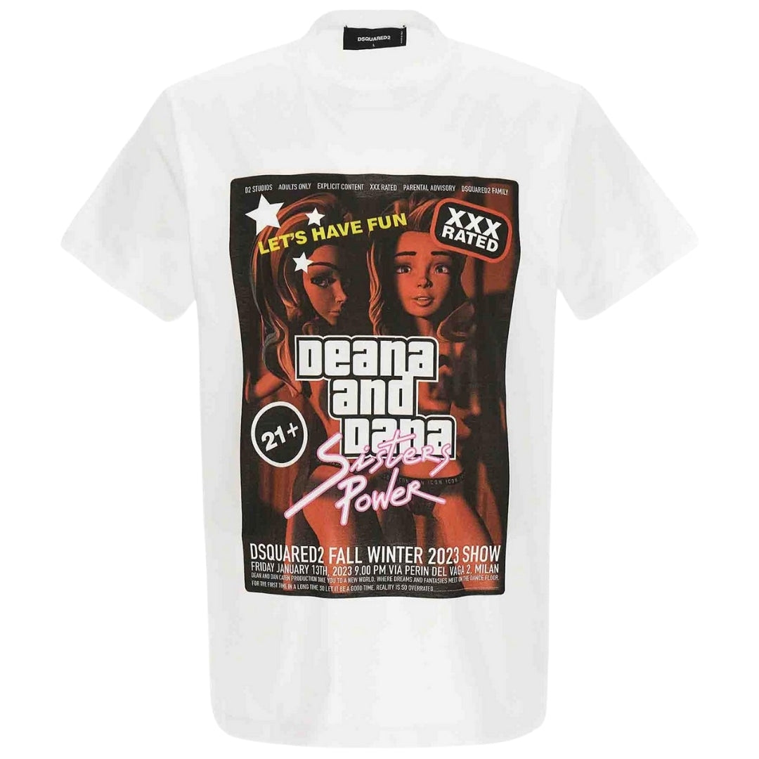 DSQUARED2 Deana And Dana Graphic White  T-Shirt XS