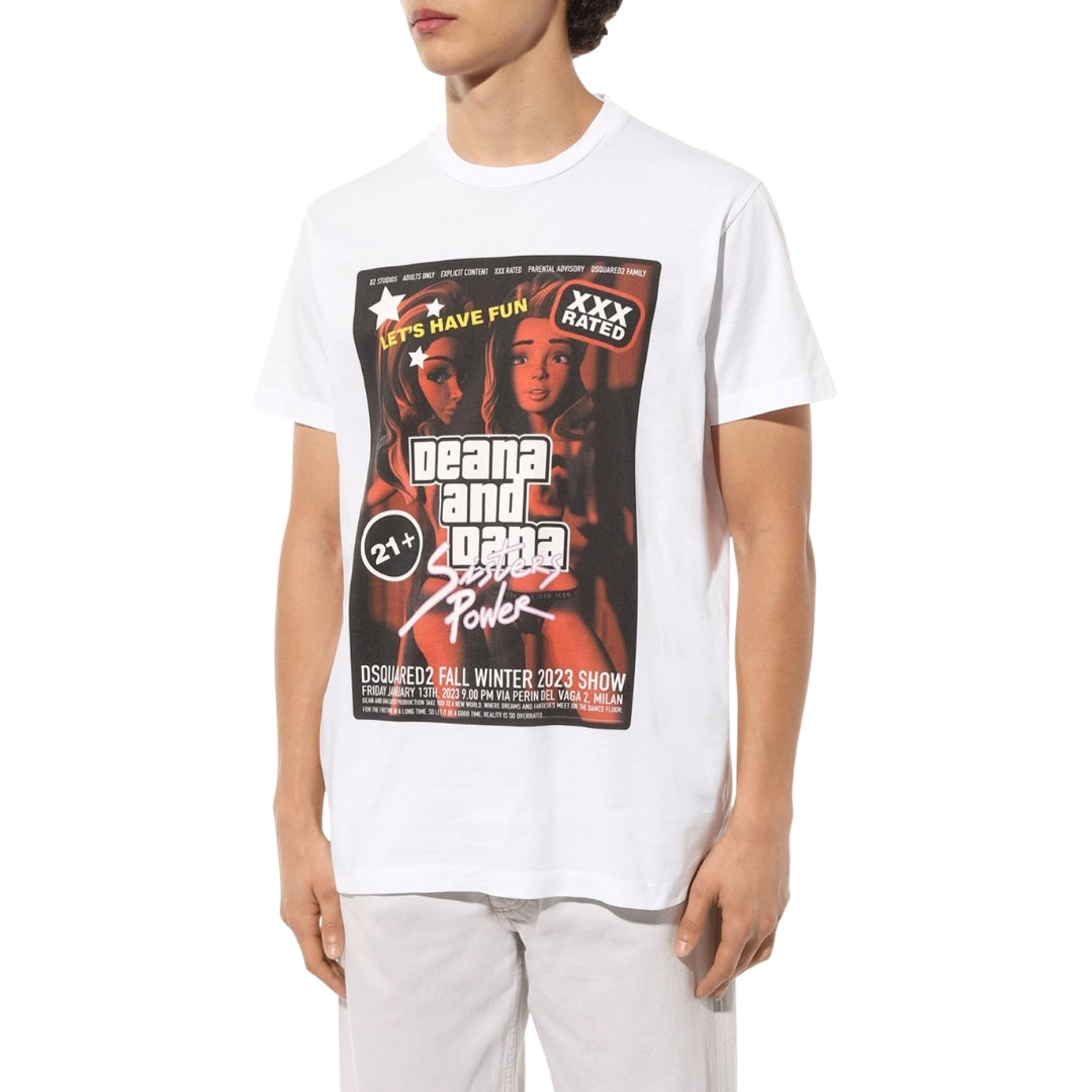 DSQUARED2 Deana And Dana Graphic White  T-Shirt XS
