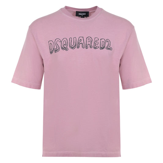 Dsquared2 Best Fade Loose Fit Cartoon Logo T-Shirt Dusty Antic Rose S