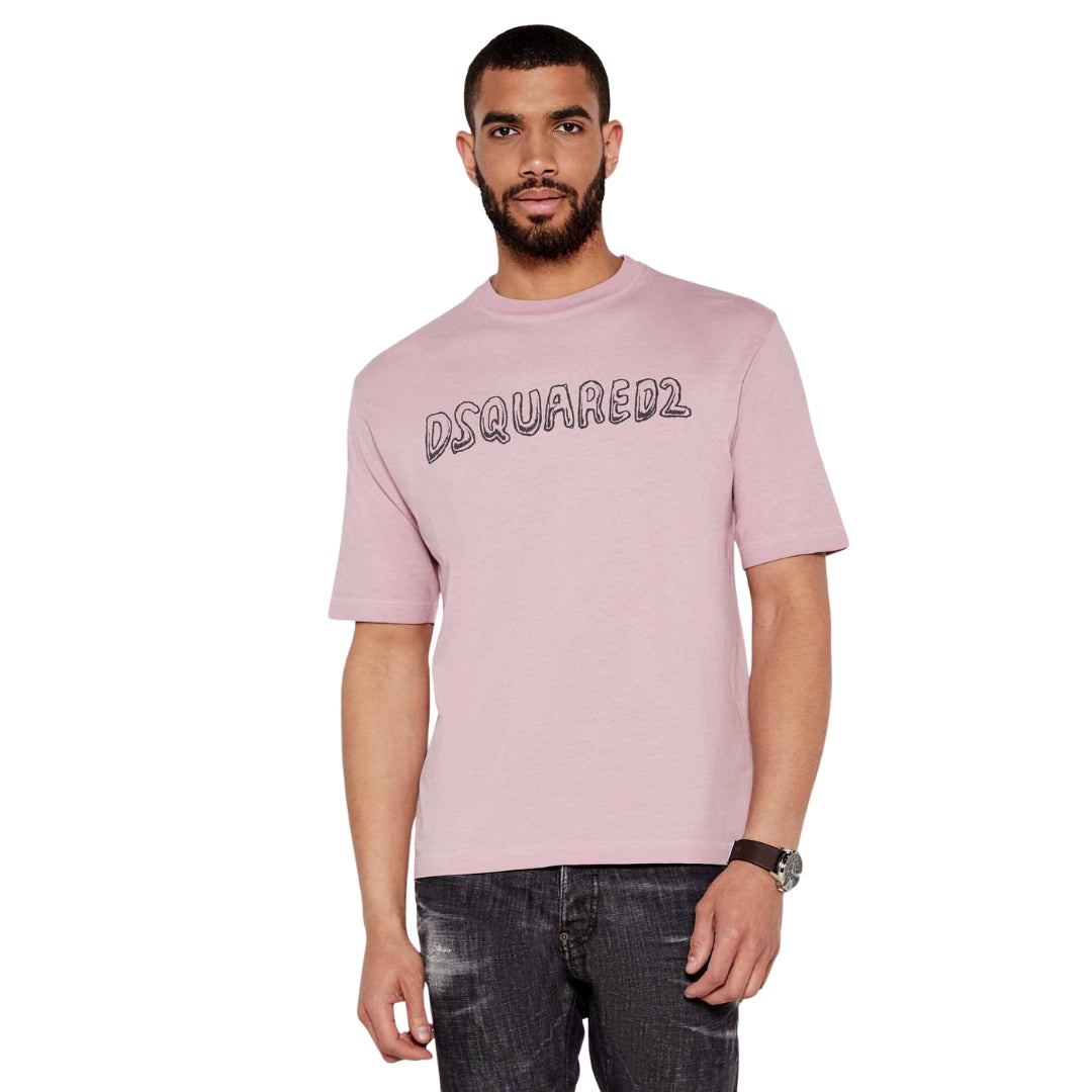 Dsquared2 Best Fade Loose Fit Cartoon Logo T-Shirt Dusty Antic Rose S