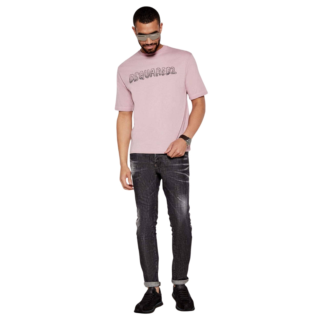 Dsquared2 Best Fade Loose Fit Cartoon Logo T-Shirt Dusty Antic Rose S