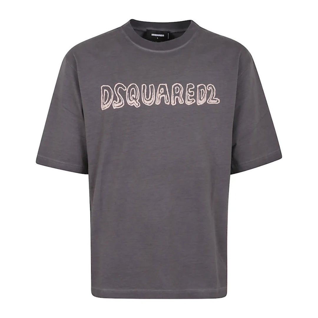 Dsquared2 Best Fade Loose Fit Cartoon Logo T-Shirt Charcoal XS
