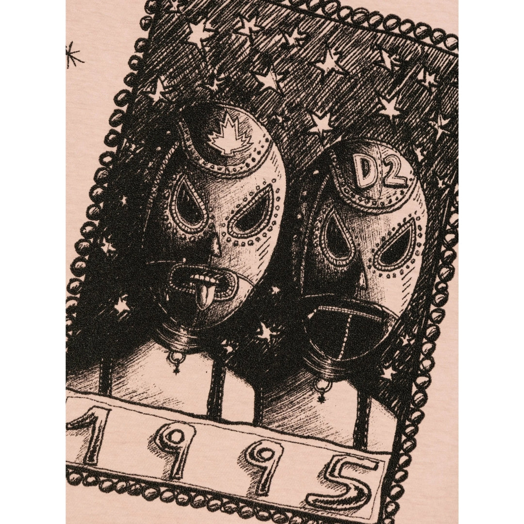 Dsquared2 Overlay Graphic Loose Fit T-Shirt Dusty Antic Rose XS