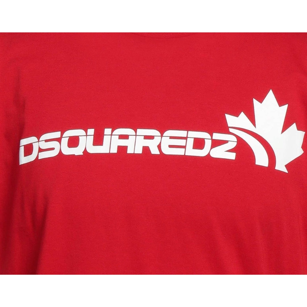 Dsquared2 White Maple Leaf Logo Cool Fit RedT-Shirt