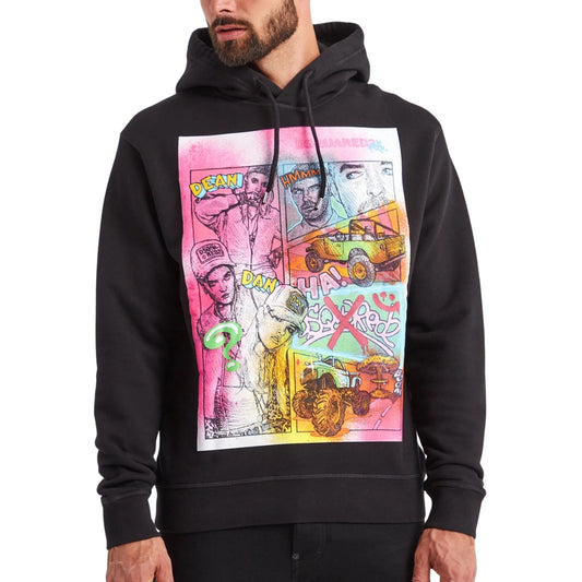 Dsquared2 Comic Style Motif Black Hoodie