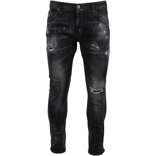 Dsquared2 Tidy Biker Jean Black Destroyed Denim Jeans