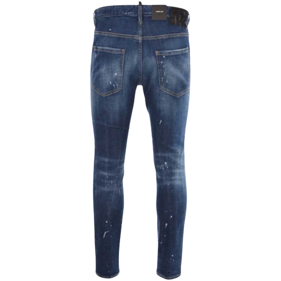 DSQUARED2 Skater Jean Destroyed Reinforced Paint Splash Effect Blue Jeans W30