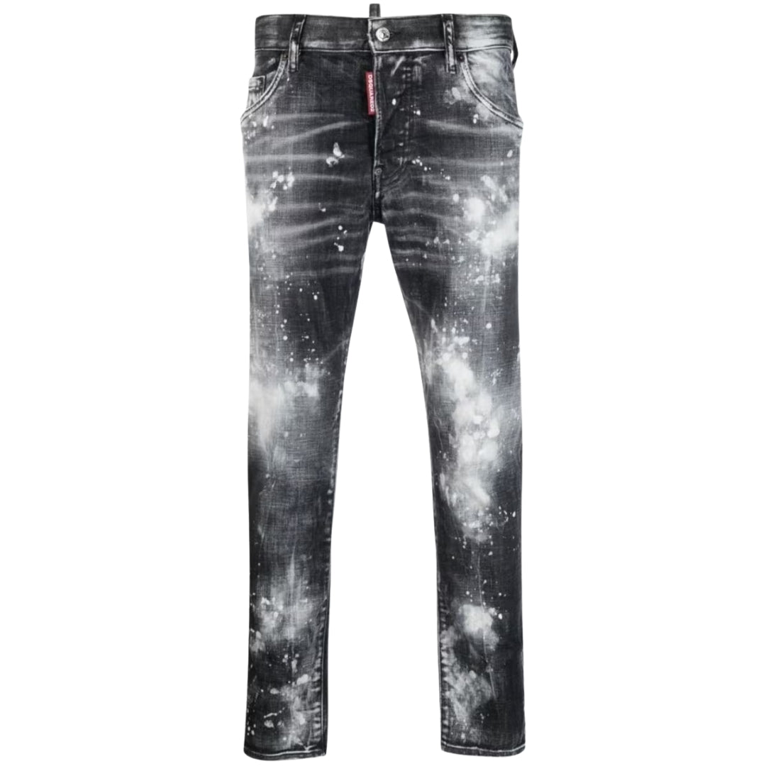 DSQUARED2 Skater Jean Paint Effect Black Denim Jeans W32