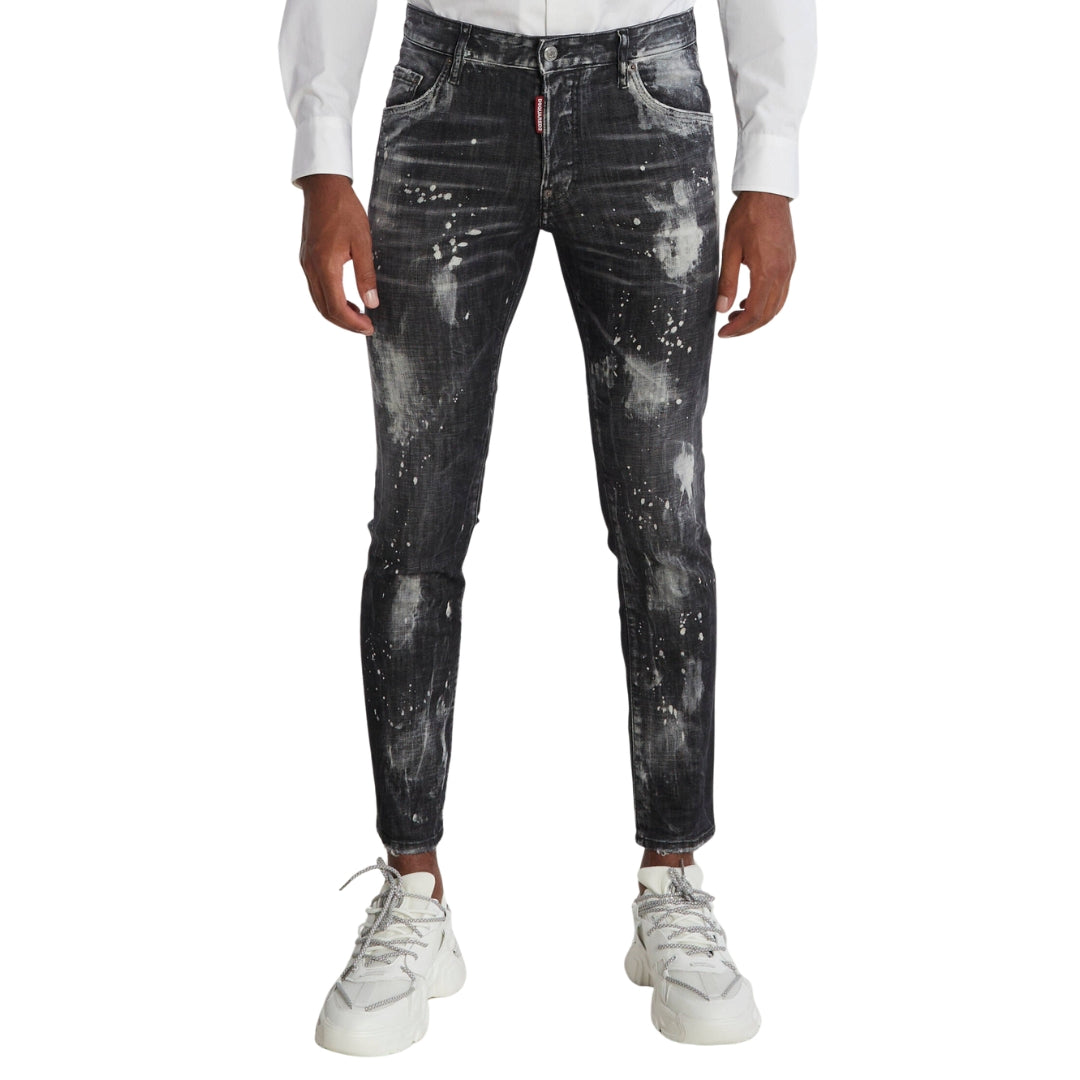 DSQUARED2 Skater Jean Paint Effect Black Denim Jeans W32