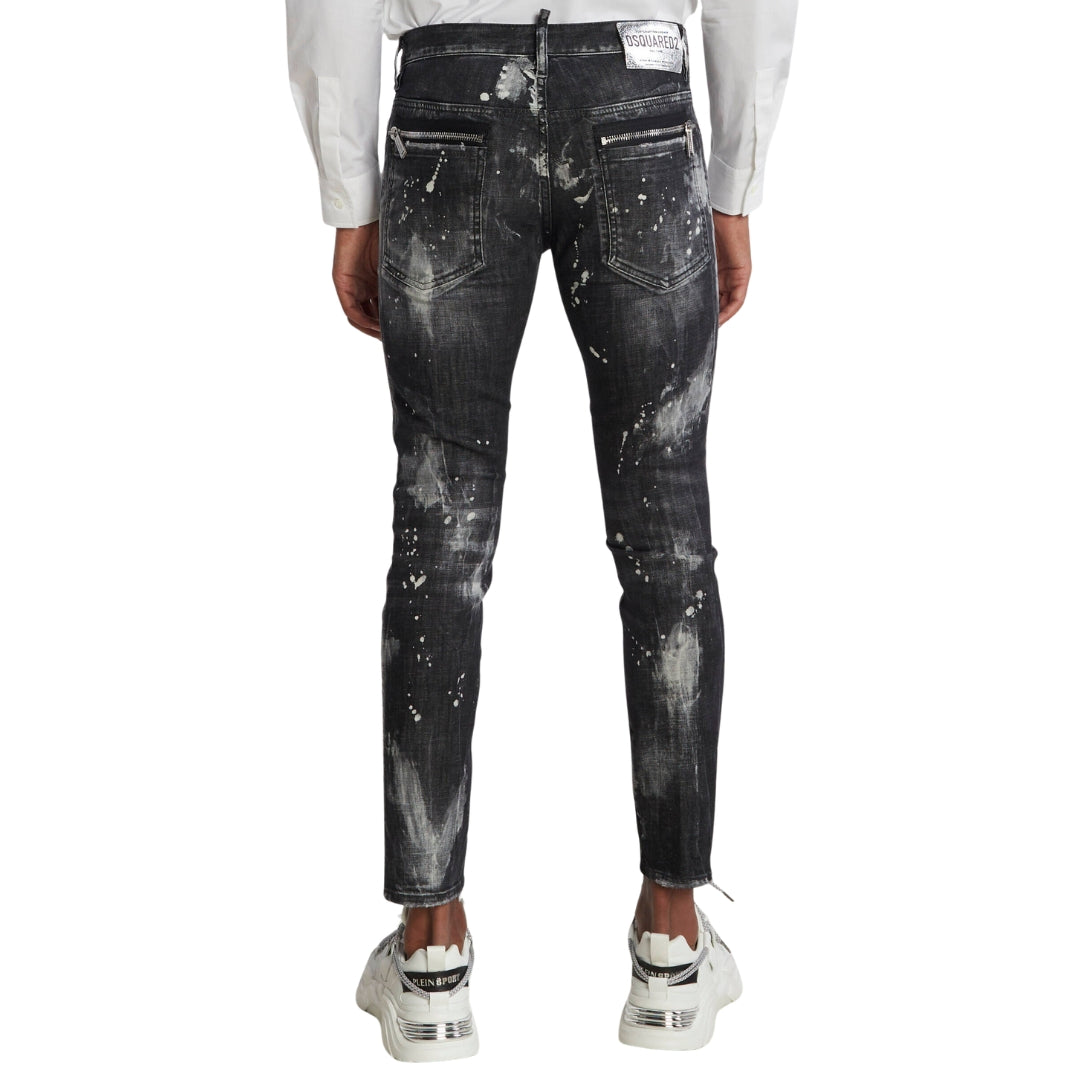 DSQUARED2 Skater Jean Paint Effect Black Denim Jeans W32