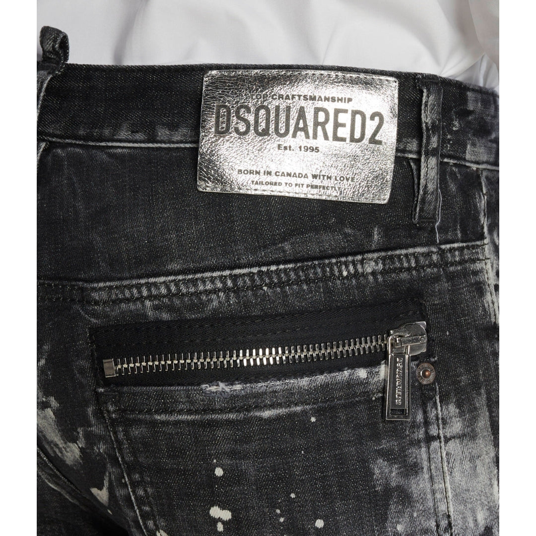 DSQUARED2 Skater Jean Paint Effect Black Denim Jeans W32