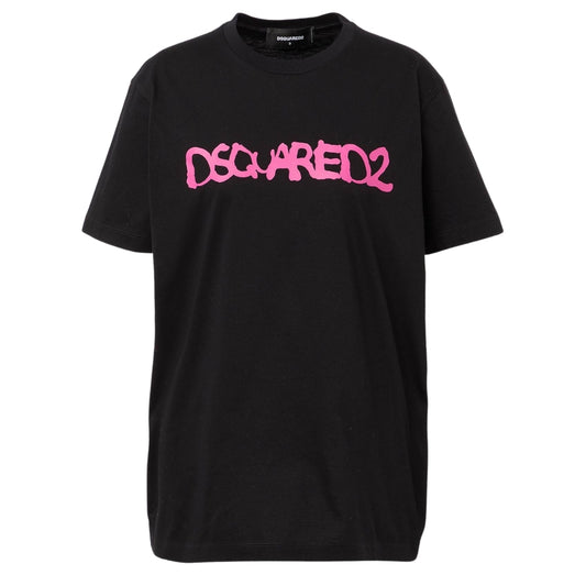 DSQUARED2 Graffiti Spray Logo Black  T-Shirt XS