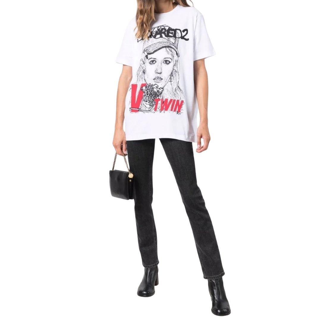 DSQUARED2 V Twin Graphic White  T-Shirt L