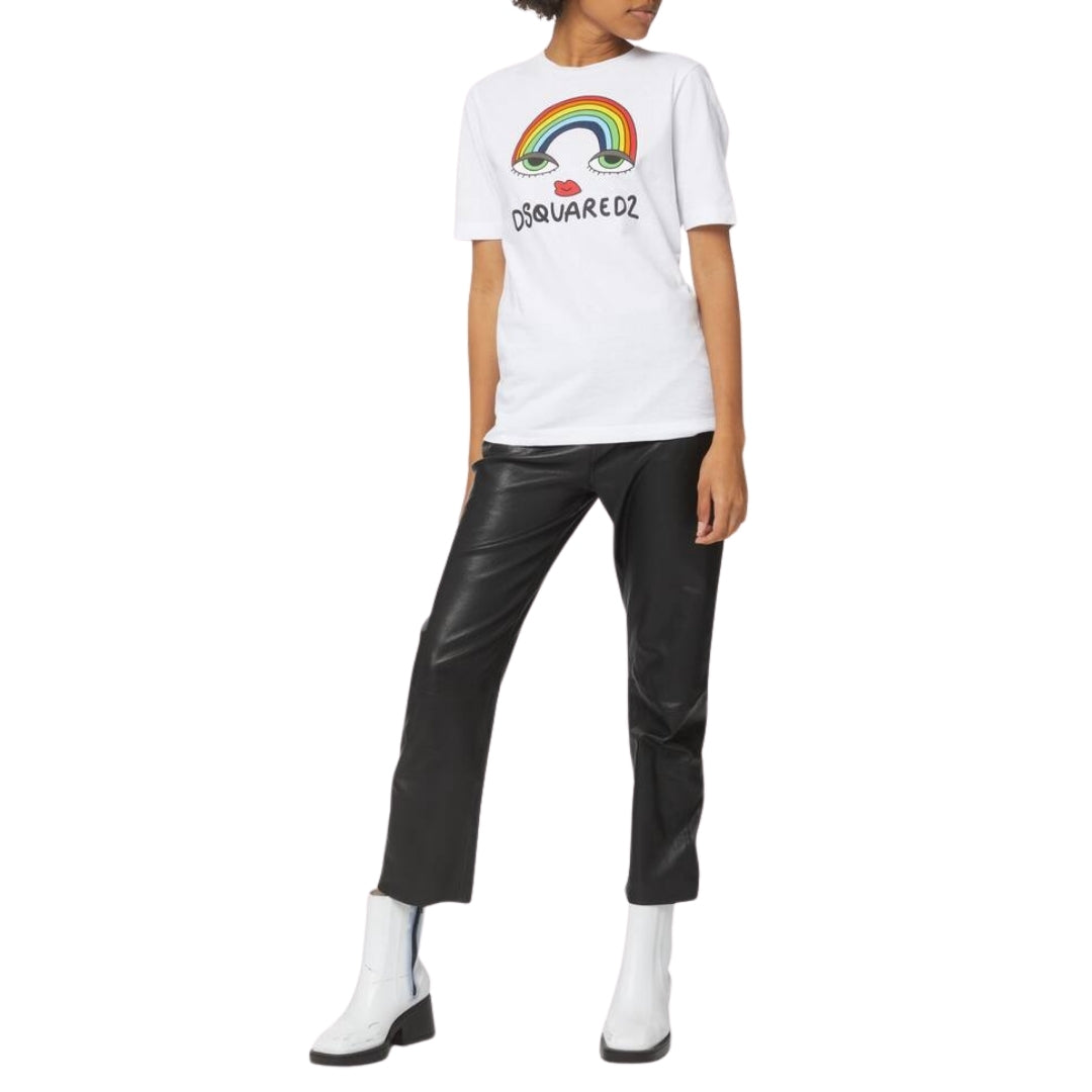 DSQUARED2 Rainbow Graphic White  T-Shirt XS