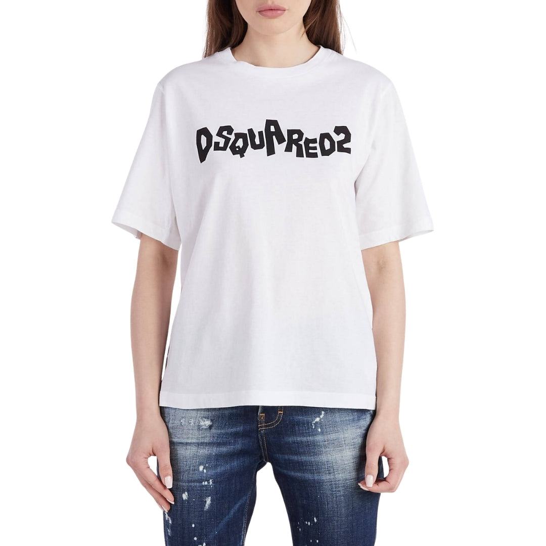 DSQUARED2 Contrast Brand Logo White  T-Shirt XS