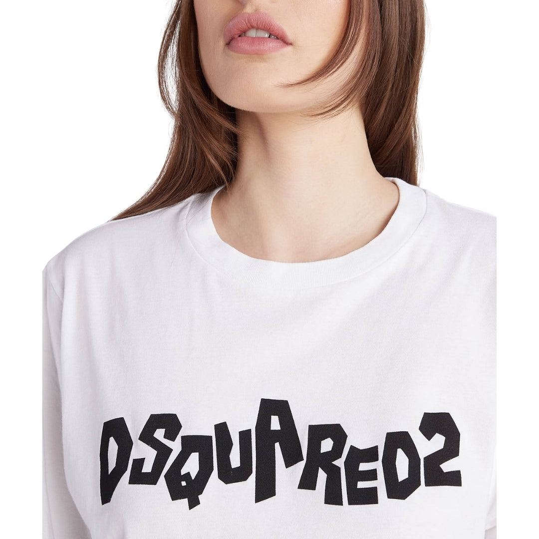 DSQUARED2 Contrast Brand Logo White  T-Shirt XS