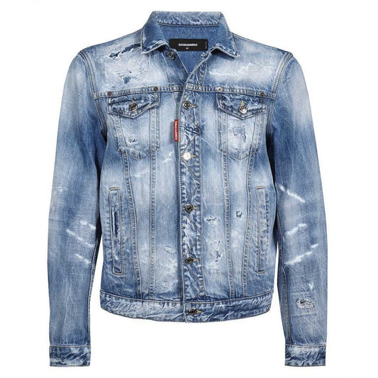 DSQUARED2 S74AM1305 S30309 DAN JEAN JACKET 470 BLUE NAVY DENIM JACKET Mens 48