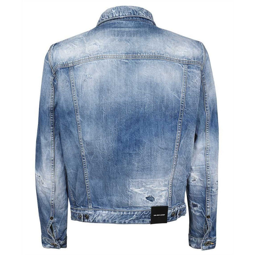 DSQUARED2 S74AM1305 S30309 DAN JEAN JACKET 470 BLUE NAVY DENIM JACKET Mens 48