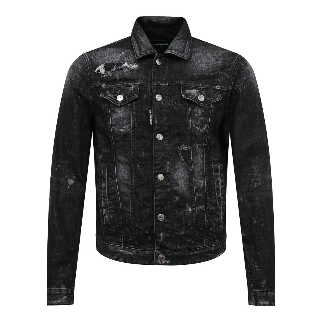 DSQUARED2 S74AM1307 S30357 DAN JEAN JACKET 900 BLACK DENIM JACKET Mens 48