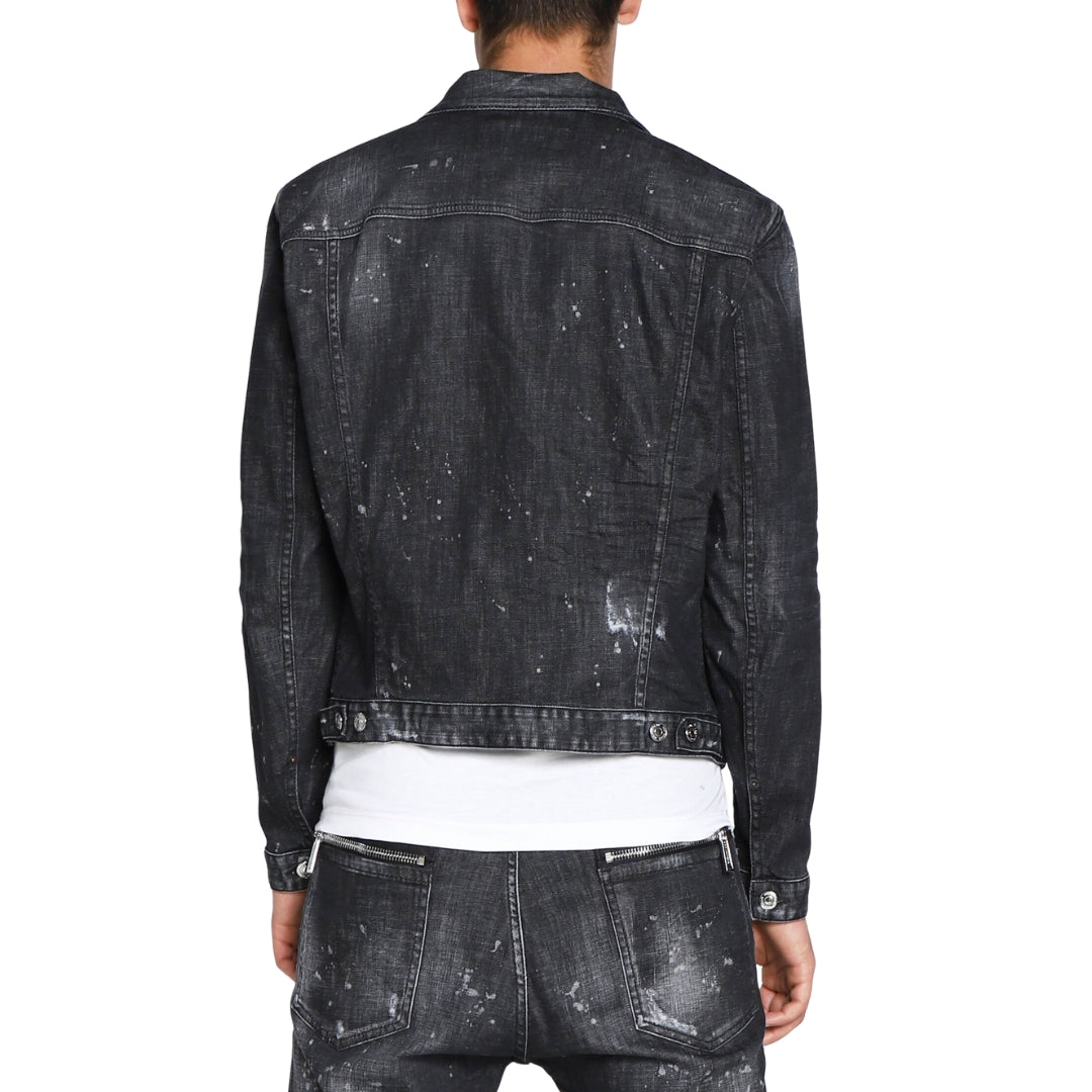 DSQUARED2 S74AM1307 S30357 DAN JEAN JACKET 900 BLACK DENIM JACKET Mens 48