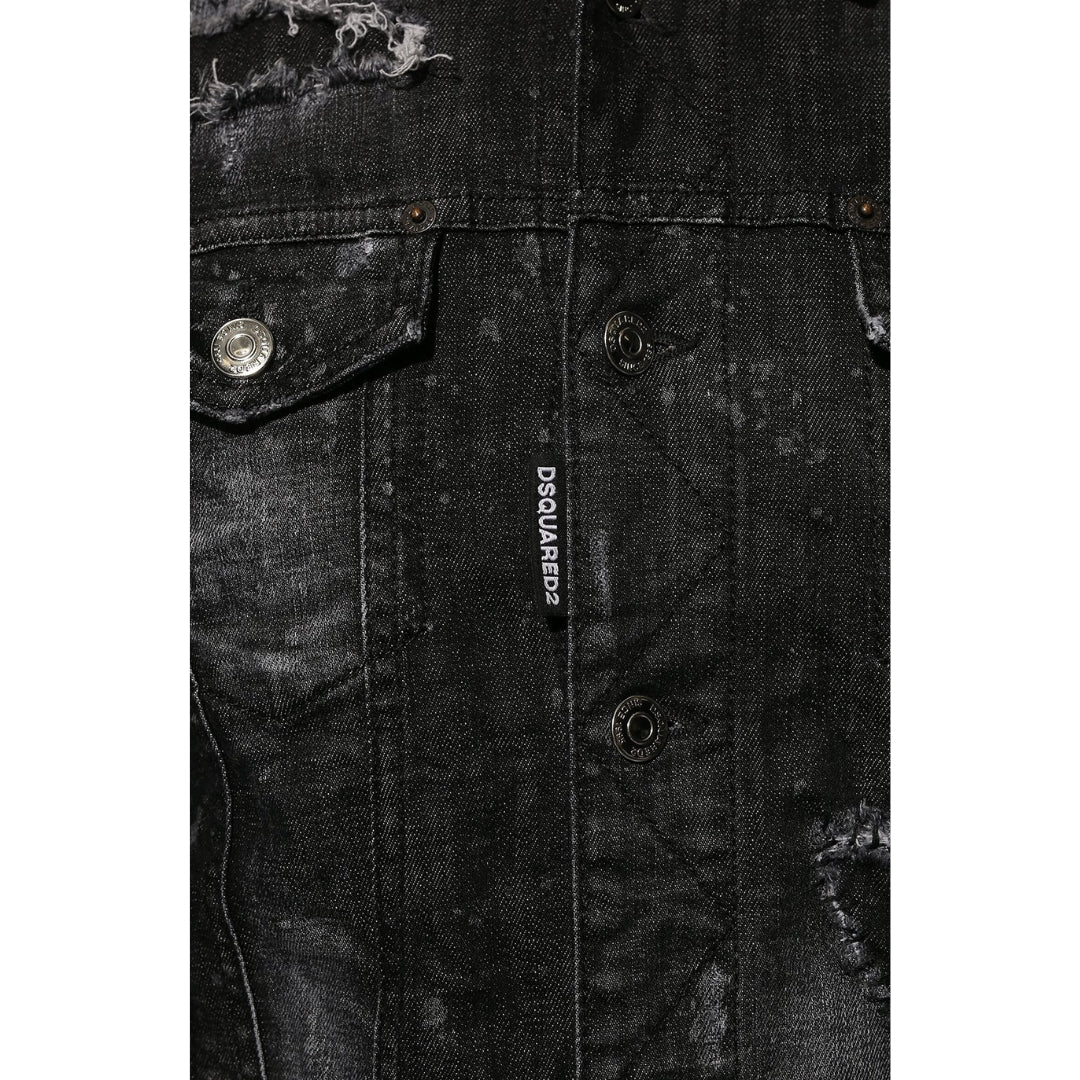 DSQUARED2 S74AM1307 S30357 DAN JEAN JACKET 900 BLACK DENIM JACKET Mens 48