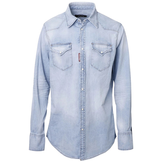 DSQUARED2 Classic Western Faded Denim Blue Shirt W30