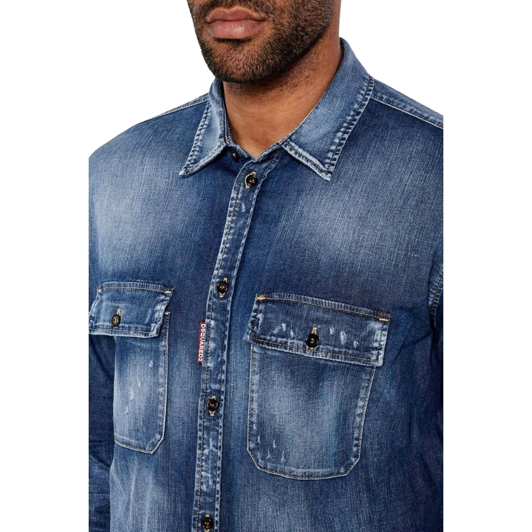 Dsquared2 Relax Dan Worker Pocket Shirt Navy Blue W32