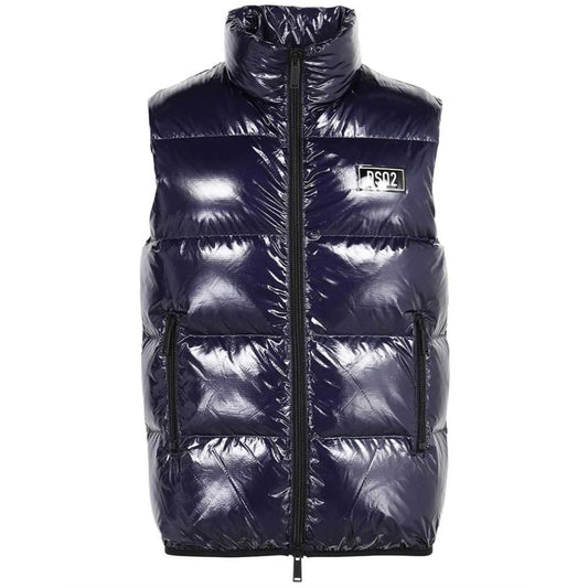 Dsquared2 Down Filled  Shiny Navy Blue Gilet Jacket