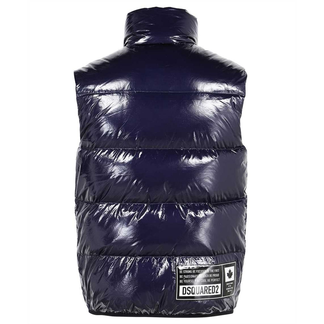 Dsquared2 Down Filled  Shiny Navy Blue Gilet Jacket