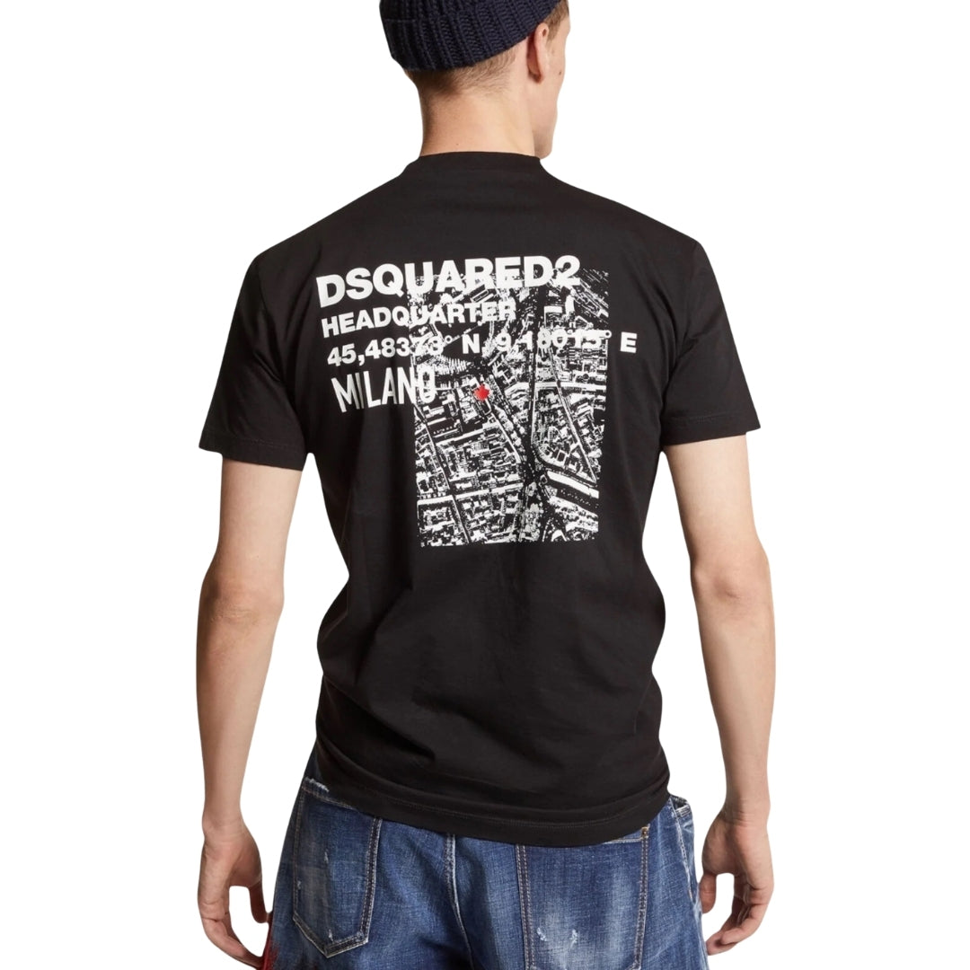 Dsquared2 Ceresio Map Cool Fit Black T-Shirt XXL