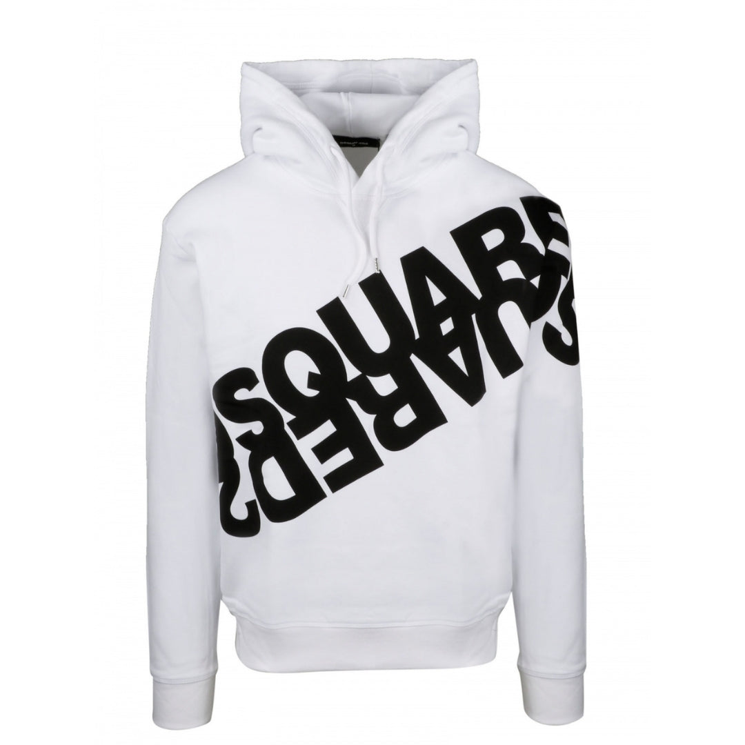 Dsquared2 Large Diagonal Mirrored Logo White Hoodie