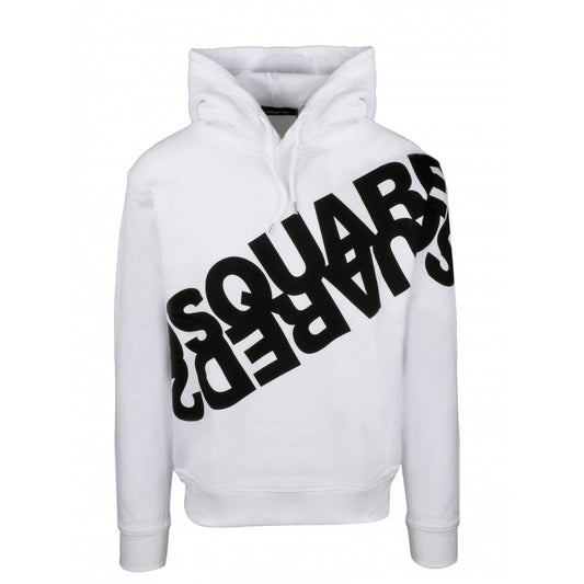 Dsquared2 Large Diagonal Mirrored Logo White Hoodie