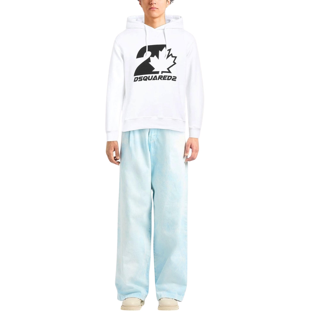 Dsquared2 Cool Fit Maple Leaf White Hoodie