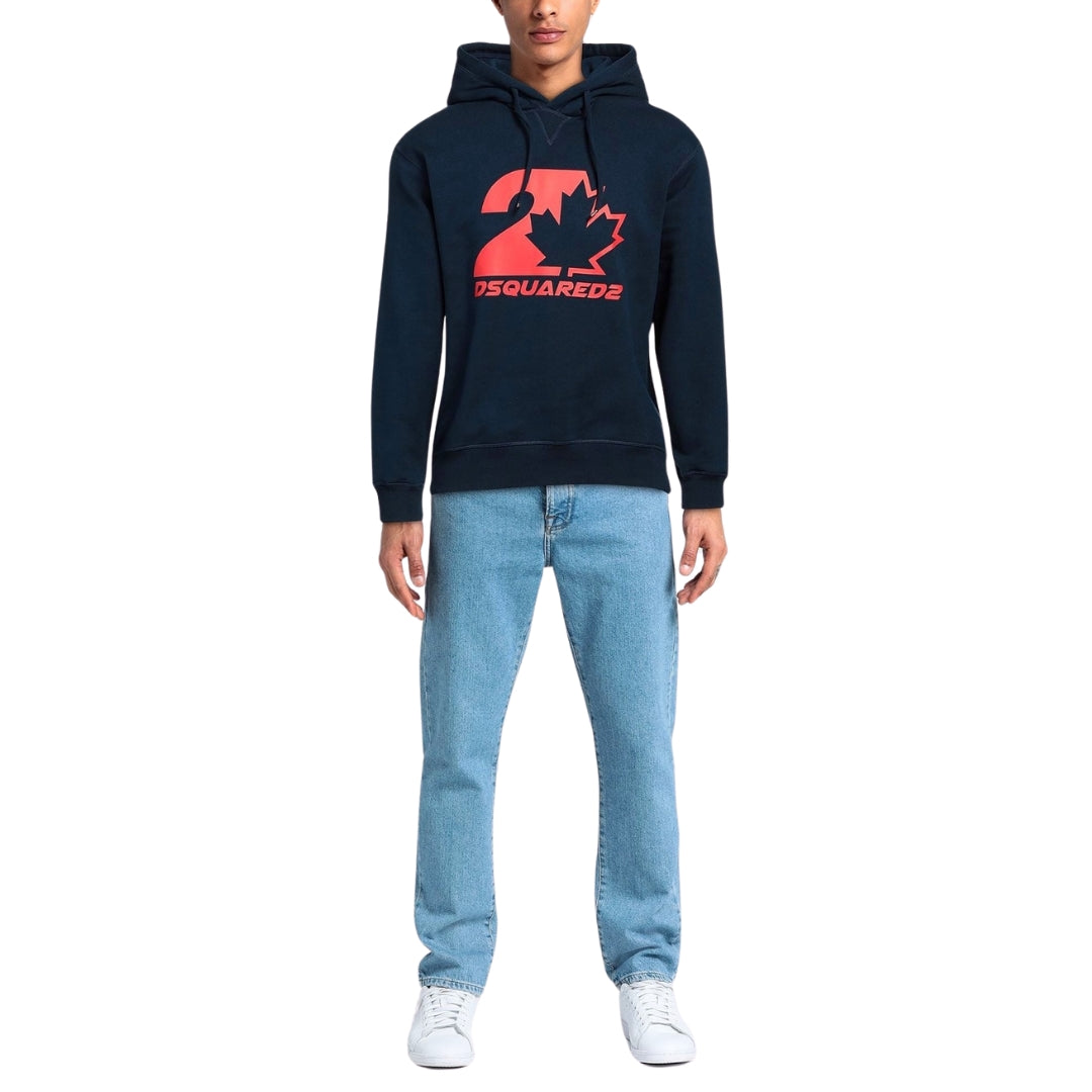 Dsquared2 Cool Fit Maple Leaf Navy Blue Hoodie