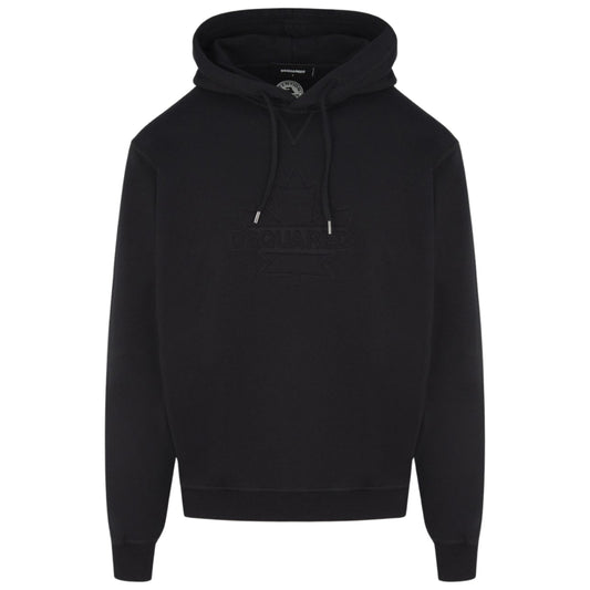 Dsquared2 Cool Fit Embossed Maple Leaf Logo Black Hoodie M