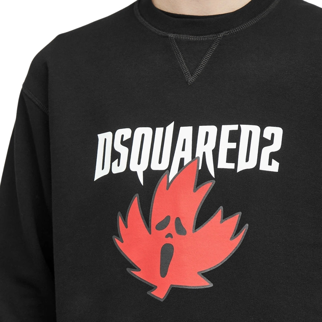 Dsquared2 Horror Maple Leaf Cool Fit Crewneck Sweatshirt Black M