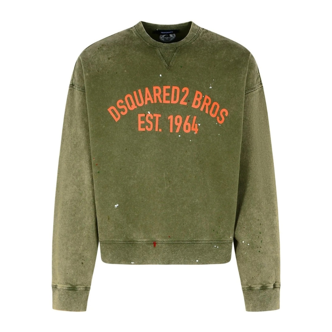 Dsquared2 Marble Dyed With Vanish Spot Cypro Fit Sweatshirt Military Green M