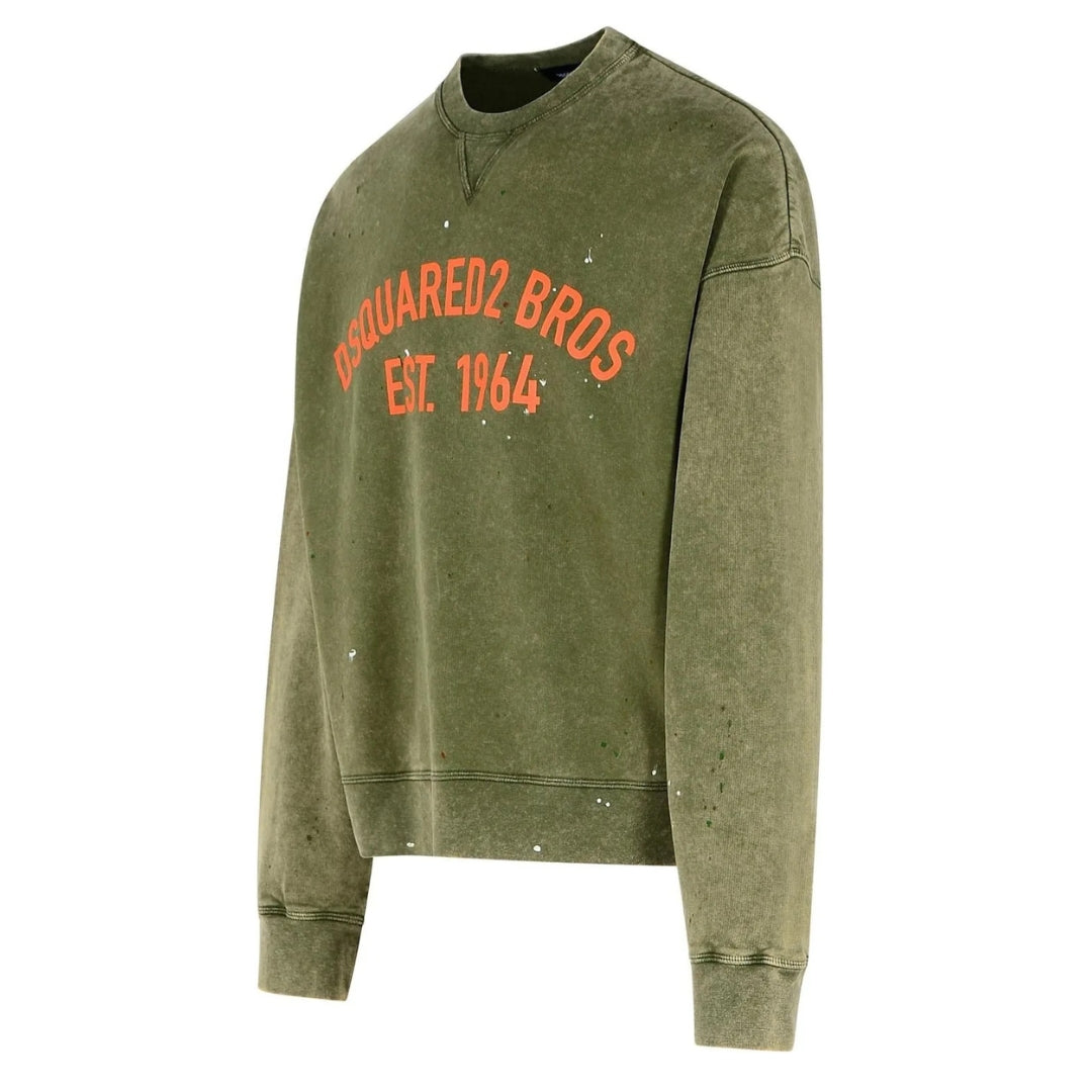 Dsquared2 Marble Dyed With Vanish Spot Cypro Fit Sweatshirt Military Green M