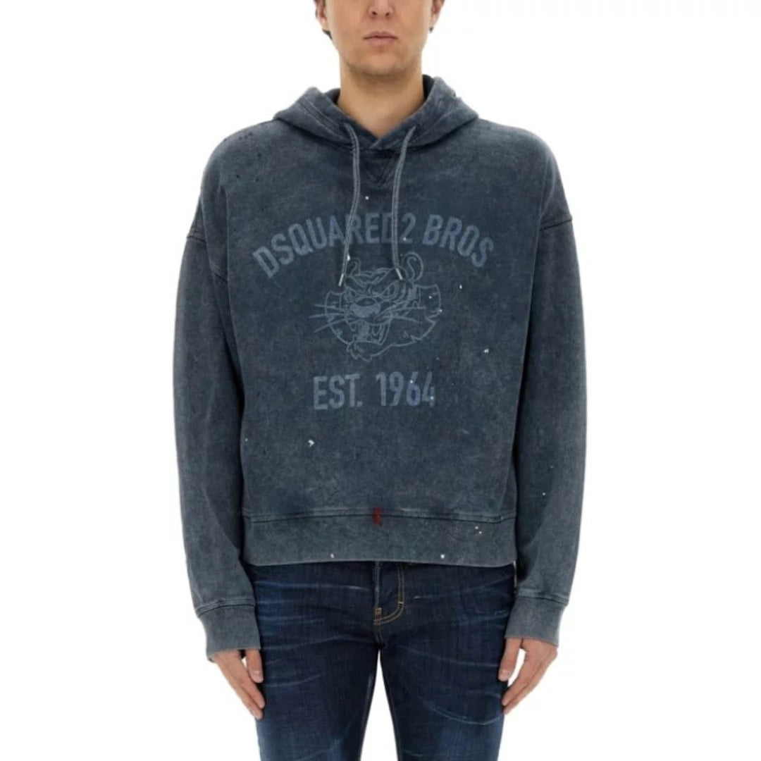 Dsquared2 Distressed Cypro Hoodie Navy Blue S