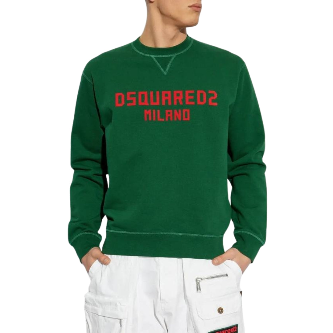 Dsquared2 Cool Fit Dsquared2 Milano Sweatshirt Green Red Print S
